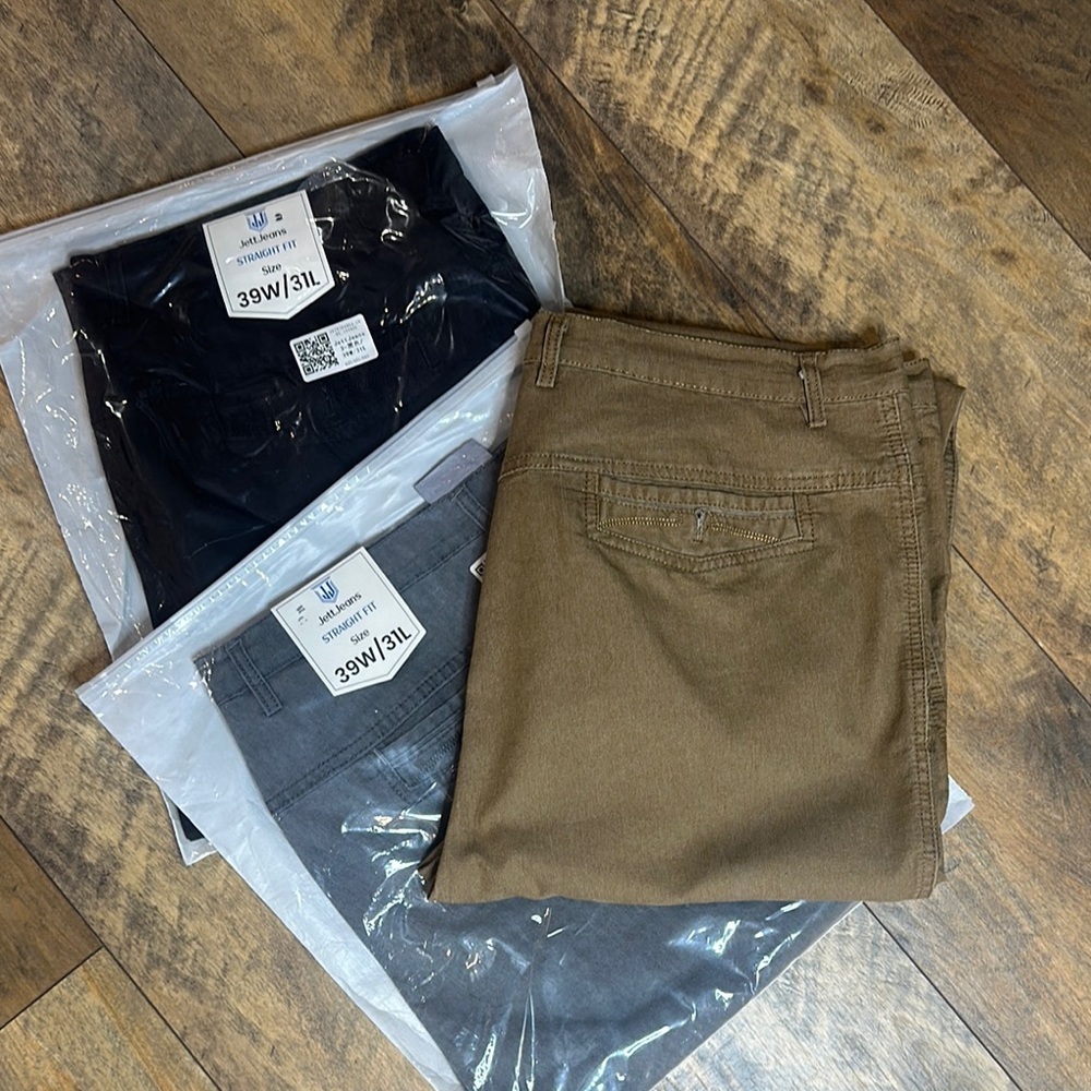 JETT JEANS Bundle of 3 Pairs Men’s Straight Leg Jeans, 39W 31L, New